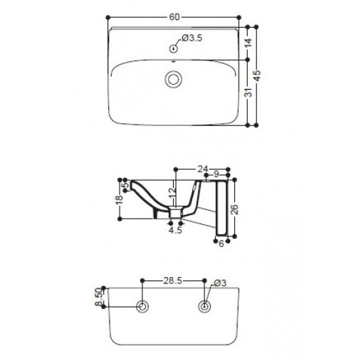 42822 Подвесная раковина настенная овальная   белая Santreyd  - Вид №8