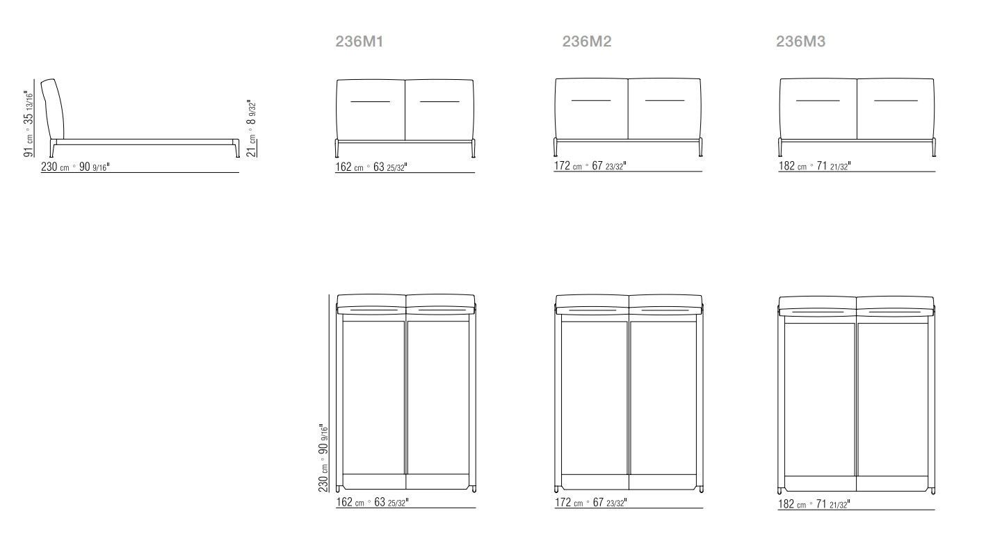 Двуспальная кровать из ткани с мягким изголовьем Flexform ARCH-00084281 - Вид №6