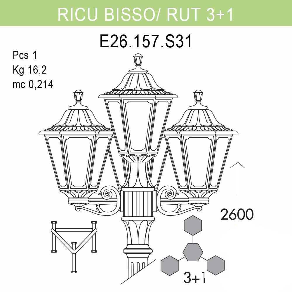 Уличный фонарь Fumagalli Ricu Bisso/Rut E26.157.S31.AXF1R FUMAGALLI ФОНАРЬ 268887 Черный  - Вид №1