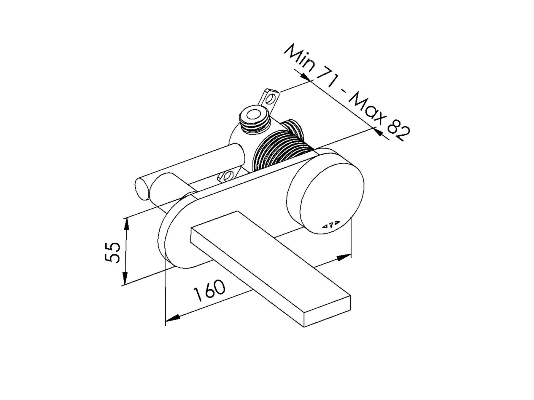 Настенный смеситель для раковины с 2 отверстиями и пластиной rvb TUNE ARCH-00118285 - Вид №2
