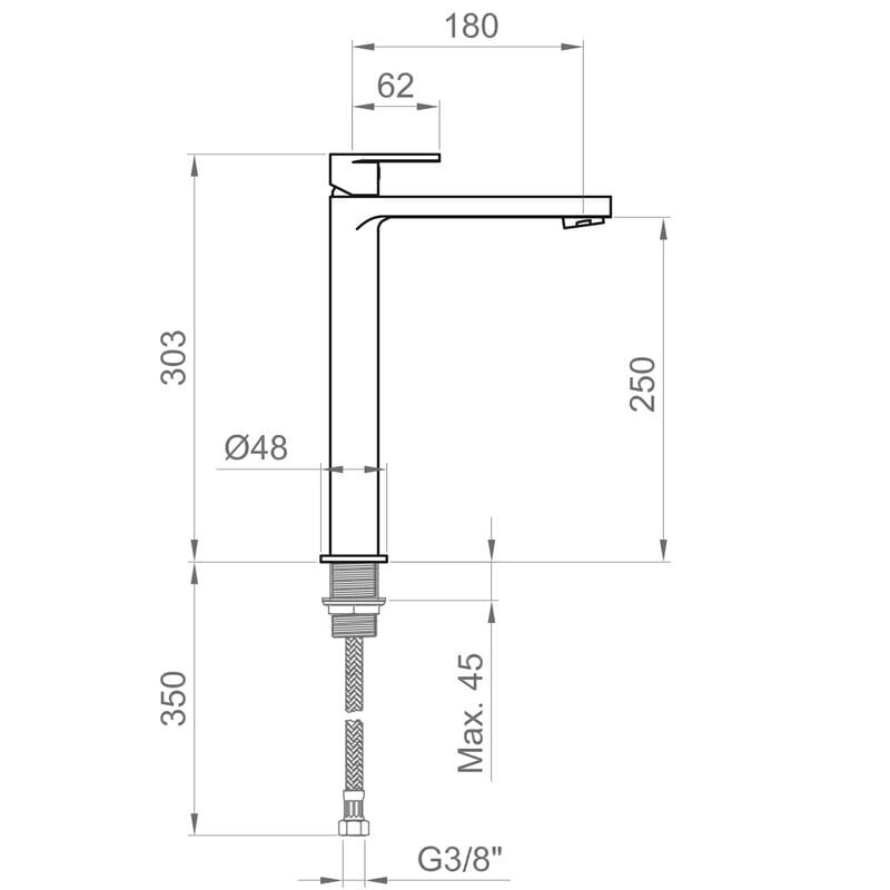 Смеситель для раковины с высоким верхом Ercos Versilia ARCH-00100685 - Вид №1