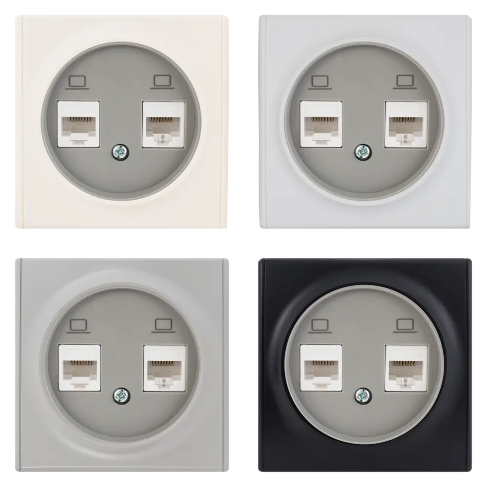 Розетка компьютерная двойная встраиваемая Onekey Florence RJ45 UTP cat 5e цвет серый ONEKEYELECTRO STLM-2021507 - Вид №1