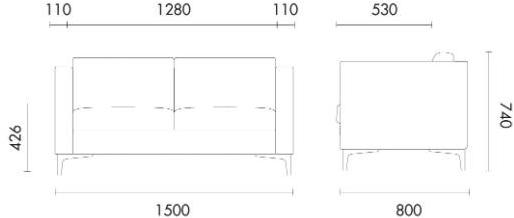 Grado Design 2-местный тканевый диван Block sun-id-1487750 - Вид №4