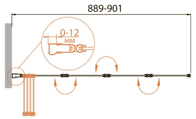 RELAX-V-4-90/140-C-Bi Душевое ограждения на борт вынны Cezares Китай - Вид №1