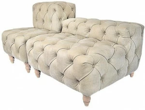 Mineheart Модульная скамья из тафтинговой кожи Miss chester Fur/005-lea-s//vel-s