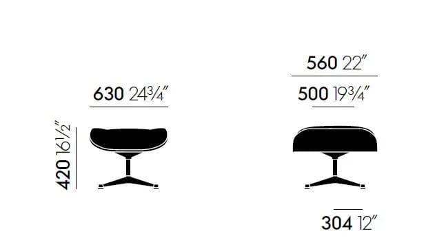 Кожаная спицевая подставка для ног VITRA Eames Lounge Chair ARCH-00140379 - Вид №3