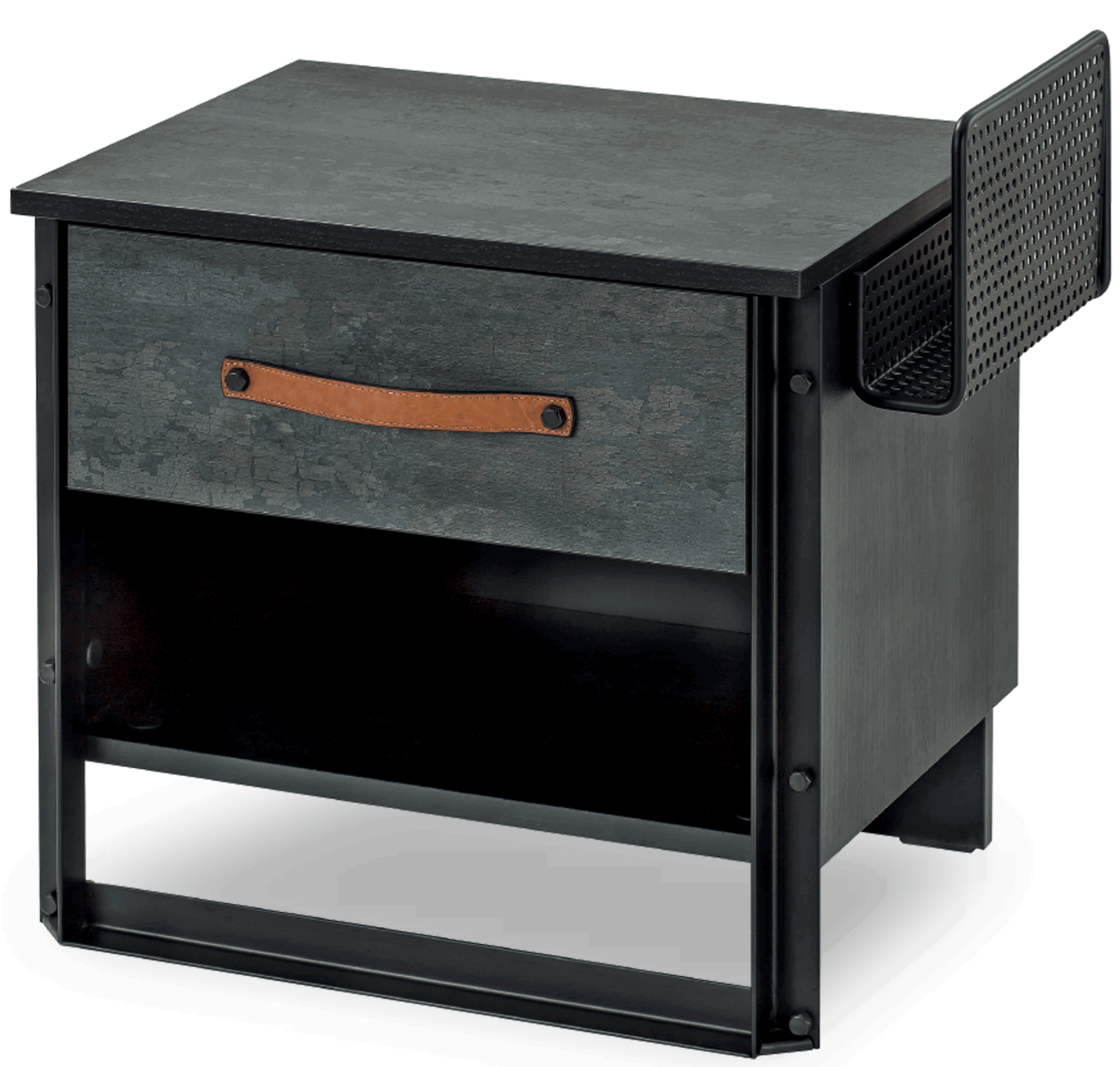 Прикроватная тумбочка с ящиком и полкой черная Dark Metal CILEK DARK METAL 00-3832584 Черный Santreyd  - Вид №3