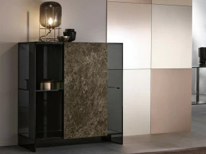 Tonelli Design Буфет из темного мрамора и стекла emperador Shoji