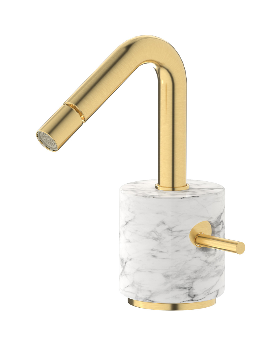 Смеситель для биде на 1 отверстие в комплекте с донным клапаном. WE ARE IB mr220os_1 Brushed Gold Marmo