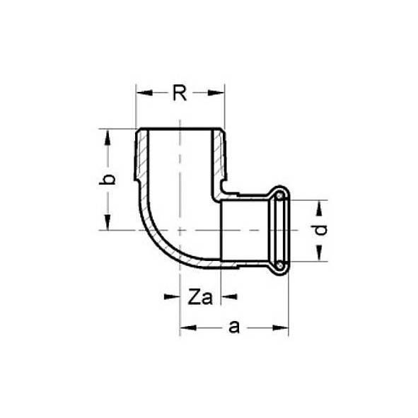 1130922234 SANHA 13092G пресс-фит. солн., бронза, угловой переход ВПр-НР 22x3/4 мм  - Вид №1