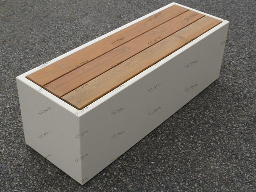 IMAGE'IN Скамья из фибробетона и дерева с контейнером sun-id-1432783