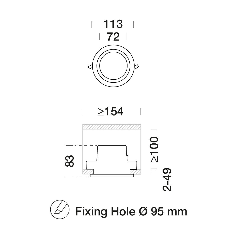 8516111 Встраиваемый в потолок светильник Platek ASTER Small  ASTER Small Basic - 1 COB 3000K 15°  - Вид №6