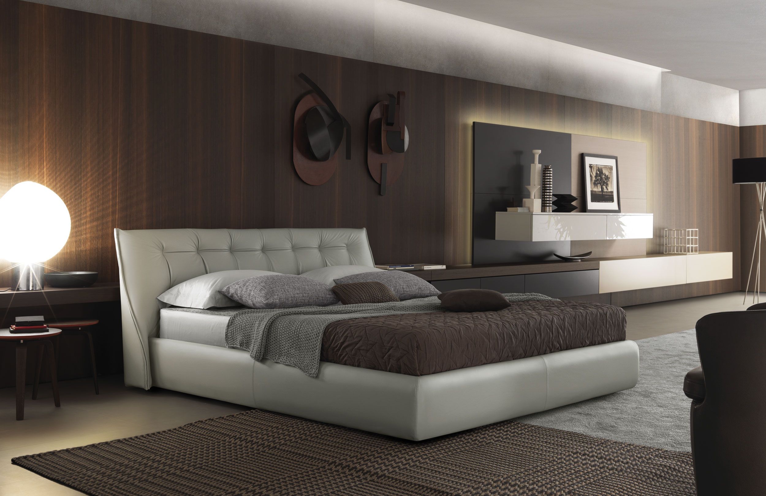 Кожаная мягкая двуспальная кровать MisuraEmme SUMO ARCH-00054917 - Вид №1