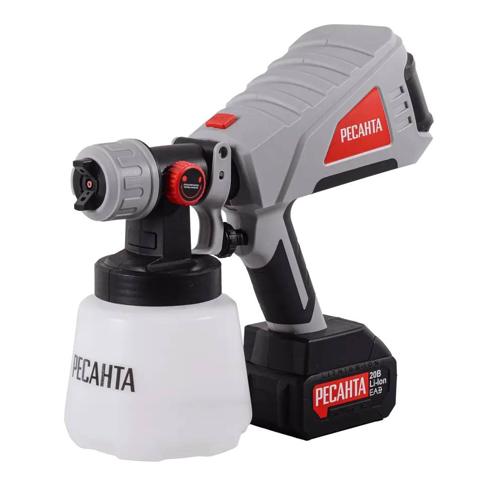 Краскопульт аккумуляторный Ресанта 75/17/3, 20 В Li-ion 4 Ач, 0.8 л/мин STLM-2105703