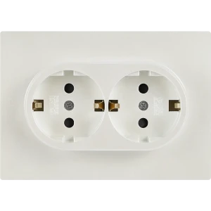 Розетка двойная встраиваемая Gusi Electric с заземлением со шторкой цвет жемчуг