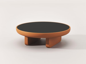 Круглый деревянный и стеклянный журнальный столик