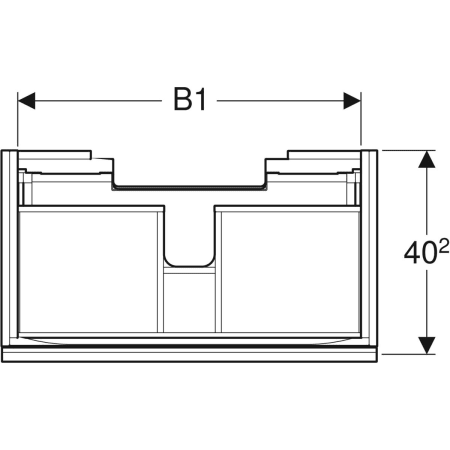500.615.JK.2 Шкафчик для раковины Geberit Acanto, с одним выдвижным ящиком и одним внутренним выдвижным ящиком, с укороченным вылетом, с сифоном Geberit  - Вид №2
