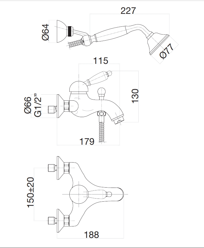 83ZZ5104 Смеситель для ванны , бронза Fiore Imperiale  - Вид №2