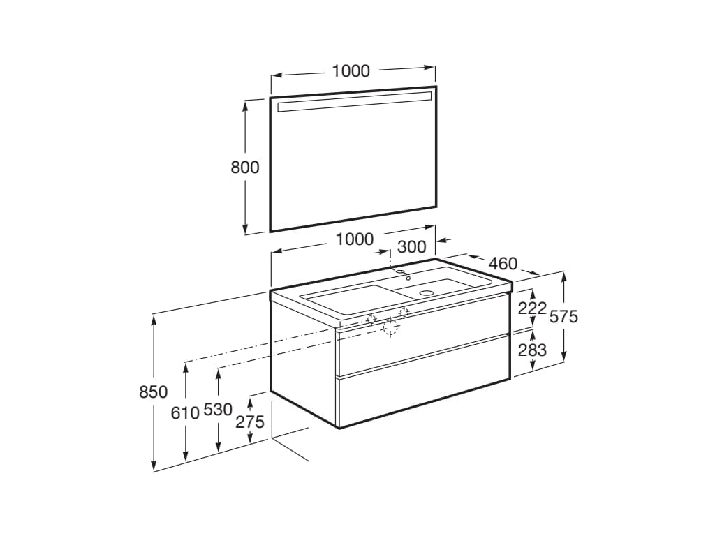 Деревянный шкаф для умывальника со встроенной раковиной Roca The Gap ARCH-00126948 - Вид №31