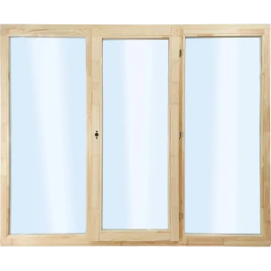 Окно деревянное трехстворчатое сосна 1320х1770 мм (ВхШ) однокамерный стеклопакет цвет натуральный