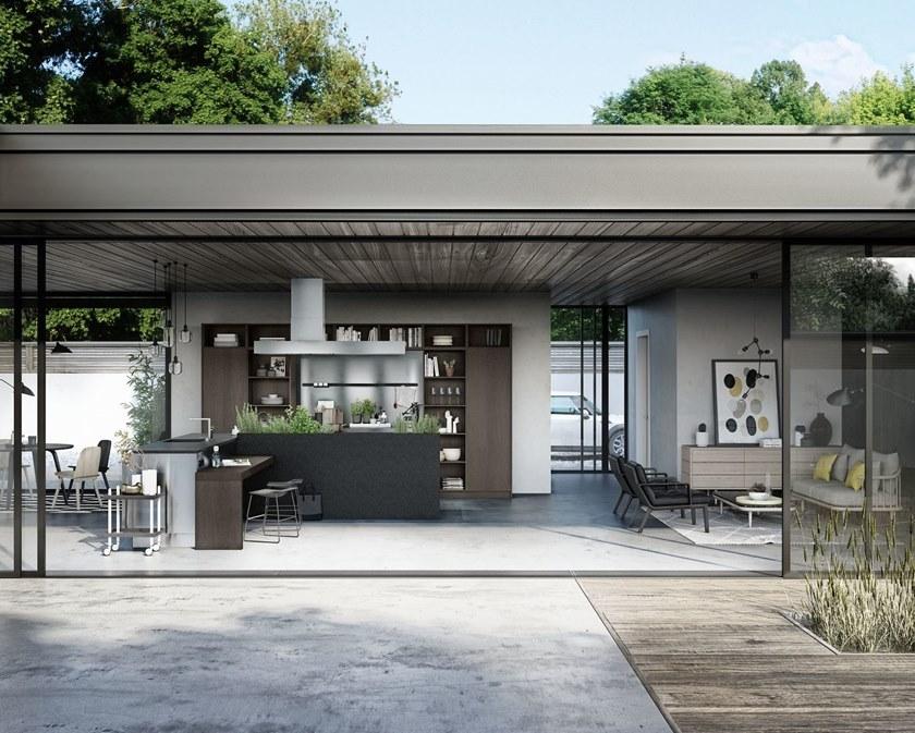 SieMatic Кухня без ручек из дерева и стали sun-id-1442859 - Вид №1