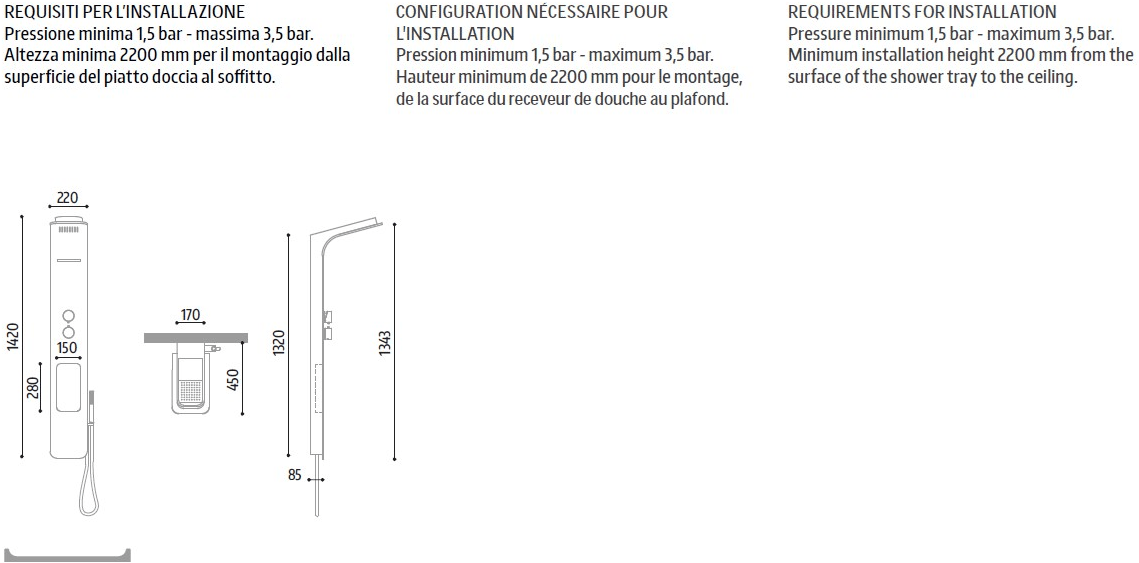 Glass1989 Настенная душевая стойка Hardlite Showering sun-id-1350866 - Вид №1