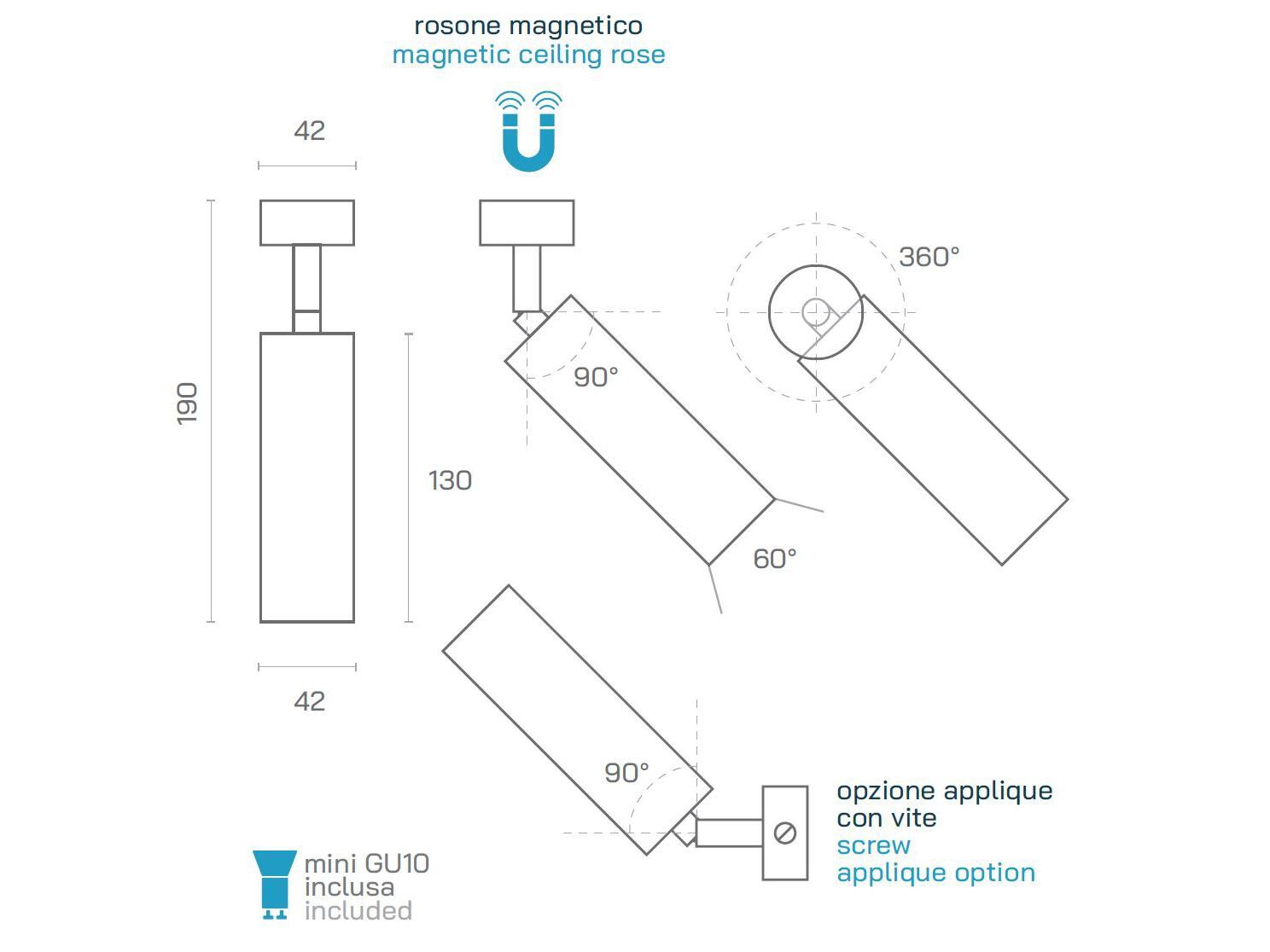 Алюминиевый круглый поворотный прожектор с магнитной розеткой Amarcords Tobe ARCH-00046607 - Вид №13