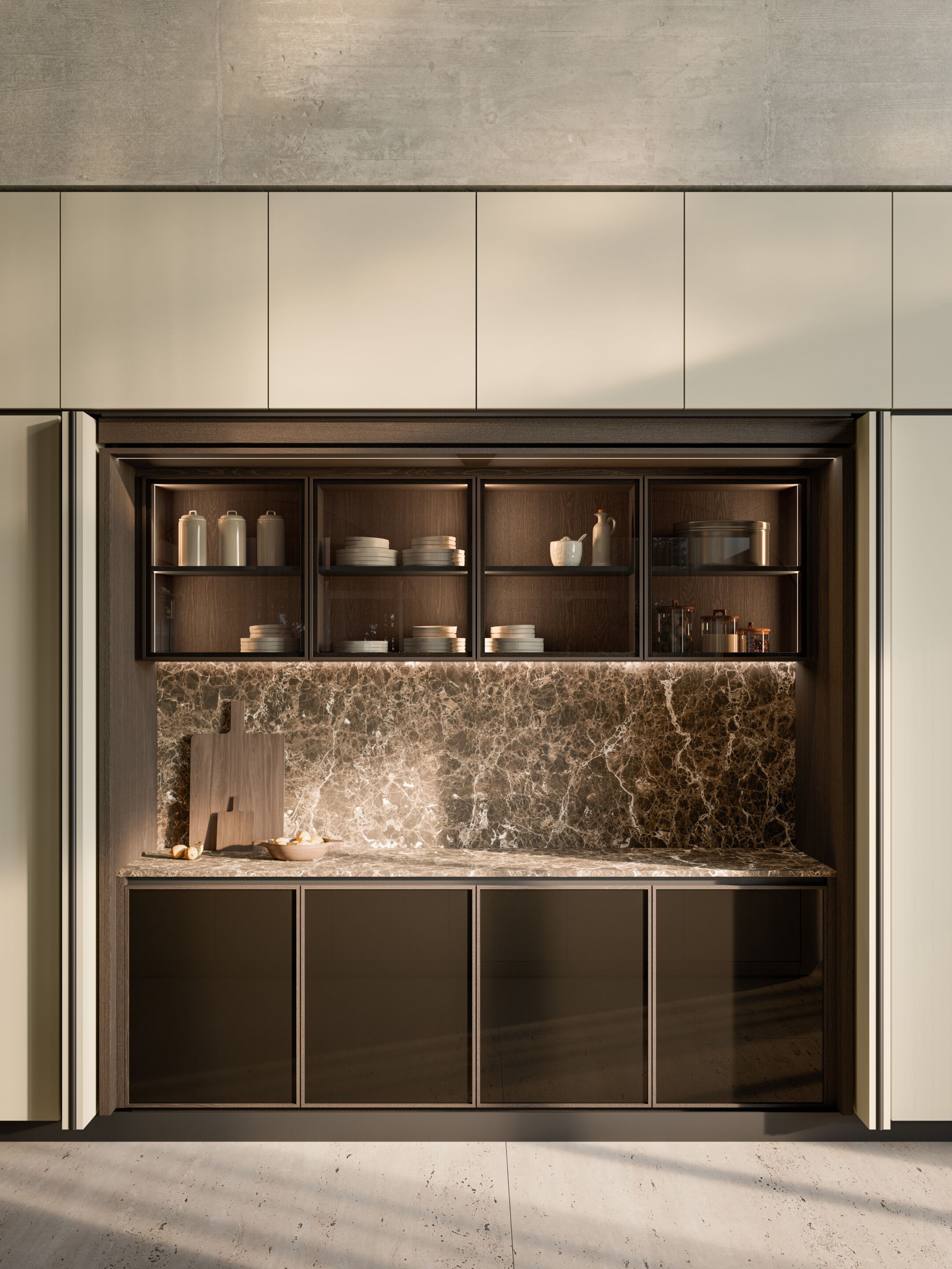 Модульная кухня с анодированной алюминиевой рамой и различными панелями Boffi Xila ARCH-00094053 - Вид №1