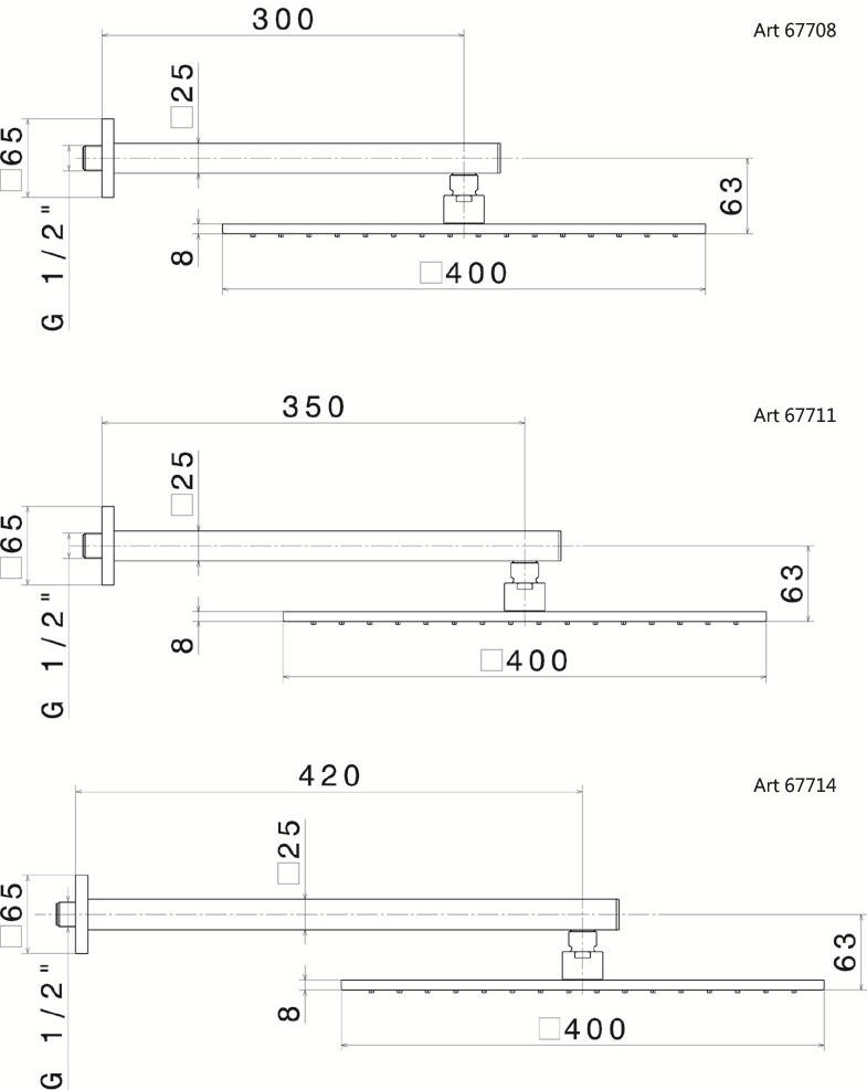 Настенная лейка душа с держателем Head showers 67711 Santreyd - Вид №1