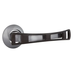 Ручки дверные на розетке Apecs H-0598-Z, цинковый сплав, цвет сатин/дерево/хром