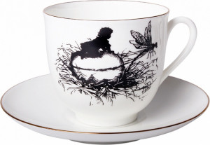 90300 Императорский фарфоровый завод Чашка с блюдцем "Силуэты. Стрекоза" "Ландыш" Фарфор костяной