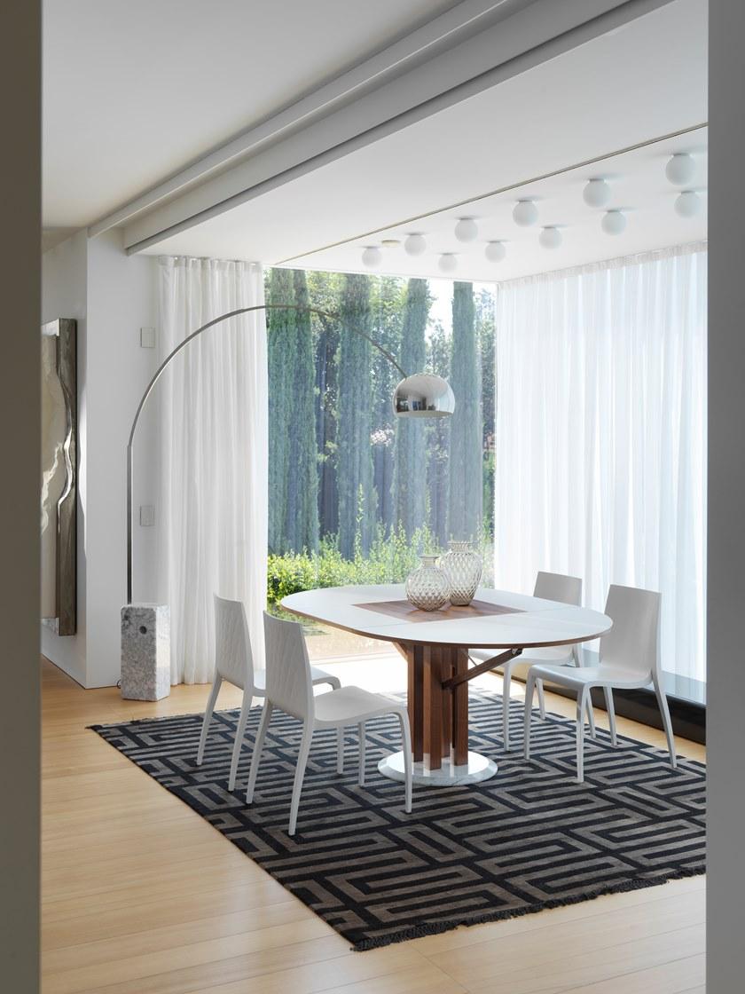 Casamania & Horm Круглый раздвижной стол из мрамора, массива дерева и феникса sun-id-1461277 - Вид №5