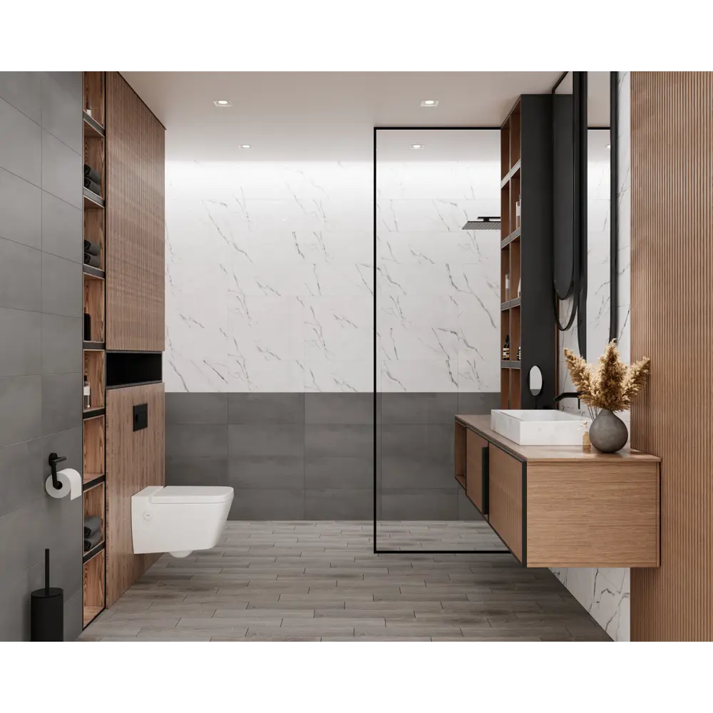 Плитка настенная Gracia Ceramica Tudor 01 25x60 см 1.2 м² глянцевая цвет белый/темно-серый мрамор 86745655 STLM-2070922 - Вид №6