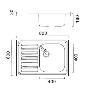HBS6080R Кухонная мойка , матовая сталь Haiba  - Вид №2