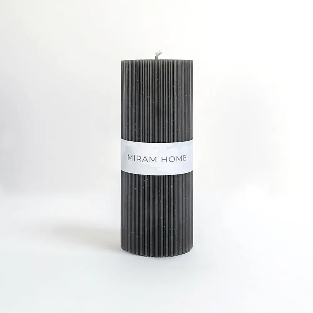 Дизайнерская свеча-столбик Ribbed черная 15 см 89370282 Santreyd STLM-0820915