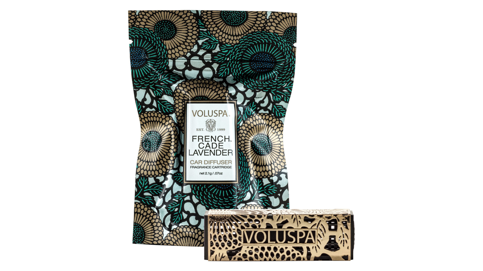 10664262 VOLUSPA Диффузор для автомобиля с картриджем Voluspa "Французский можжевельник  и лаванда", 8см  - Вид №1