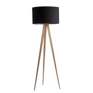 Лампа напольная Tripod Wood, черная с бежевыми ножками