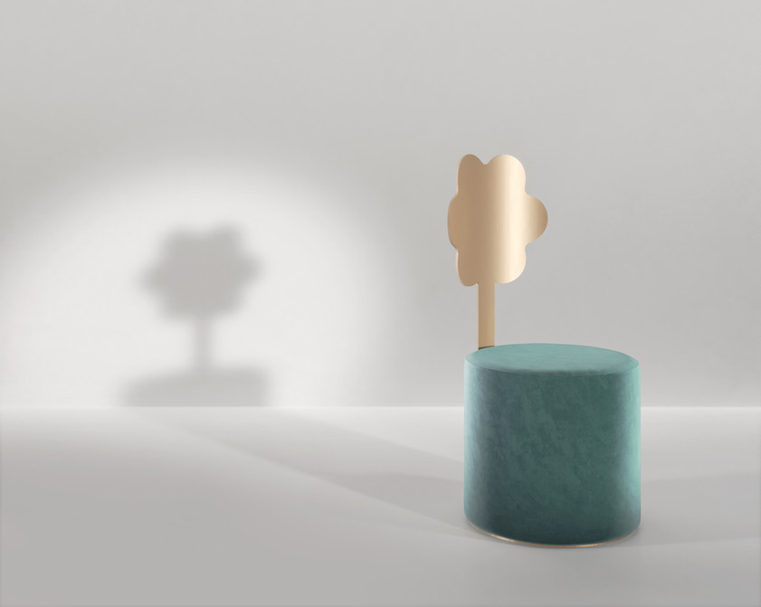 Secolo Daisy Мягкий пуф со спинкой Маргаритка из сатинированной стали 