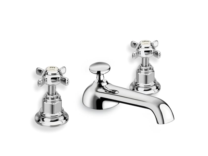 Смеситель для раковины с 3 отверстиями с раздельными розетками и автоматическим сливом CRISTINA Rubinetterie Лондон ARCH-00100401