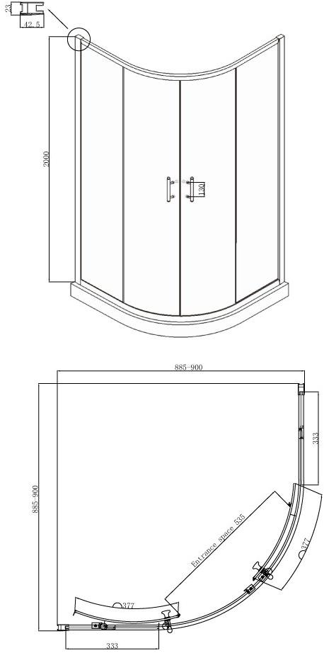 Душевое ограждение Ambassador Kingston 14011104 (900x900x2000), 1 место  - Вид №8