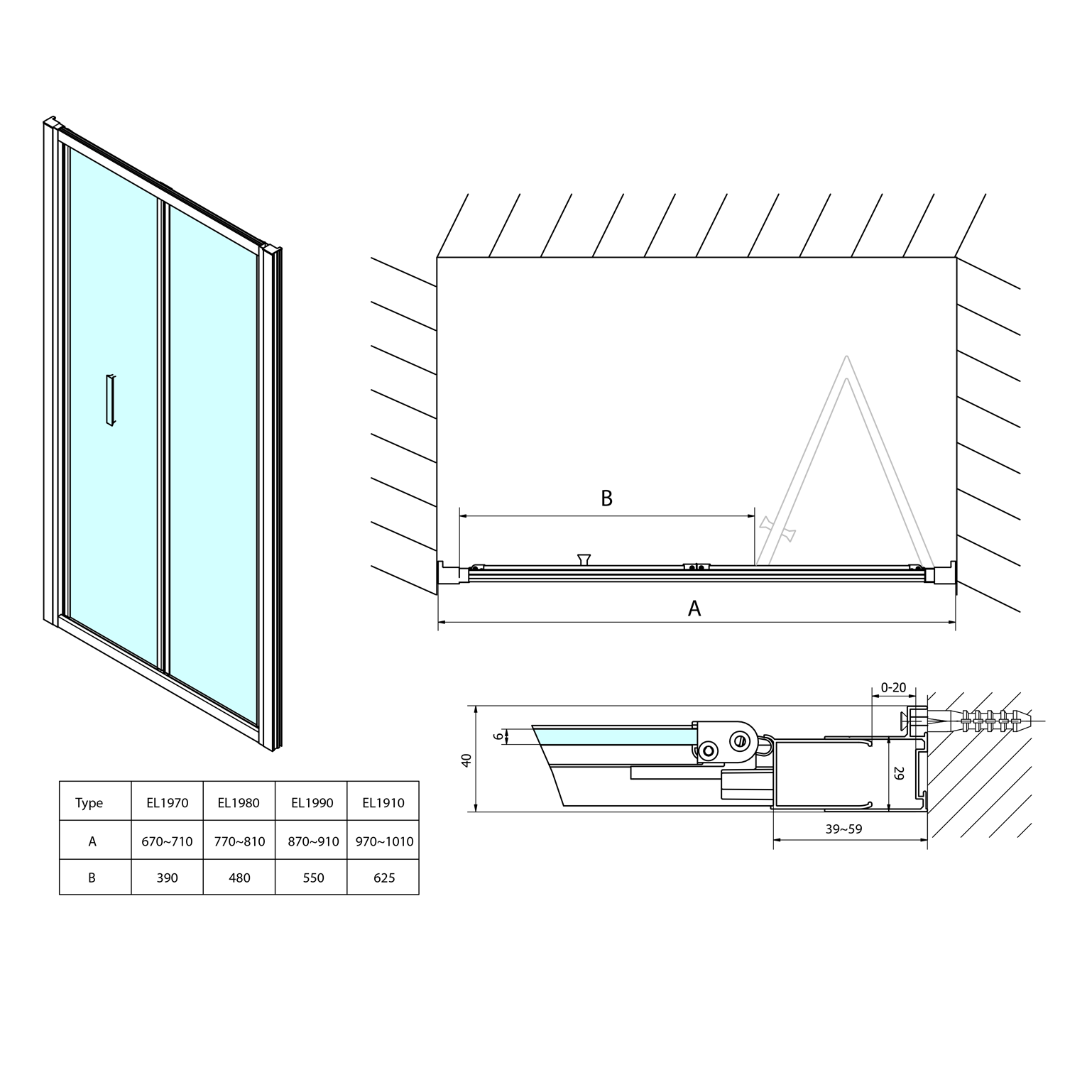 EL1970 Polysan Ширмы для душа EASY LINE  - Вид №3