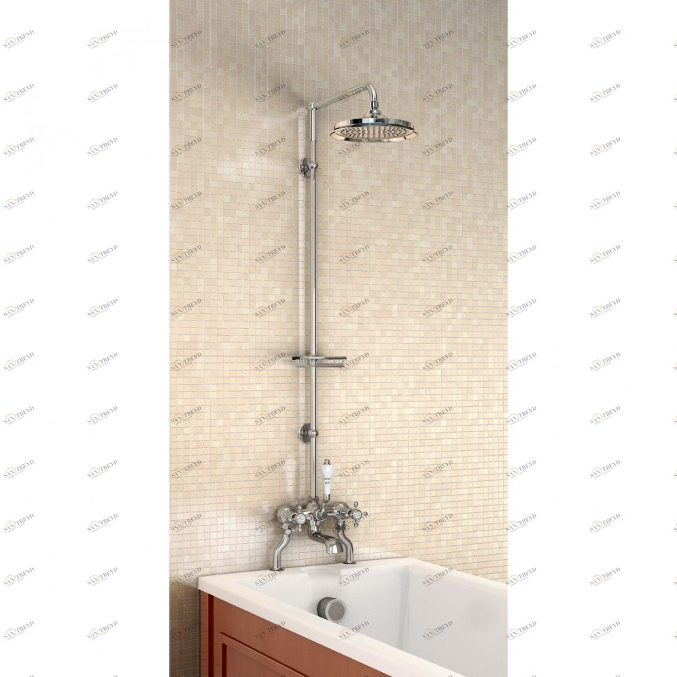 Душевая стойка со смесителем, верхняя лейка 236мм [H185-CL] Claremont Burlington T8-QT, T18, T1, V11-1, V17/ARCV17 CHR, V22/ARCV22 CHR, V23/ARCV23 CHR 