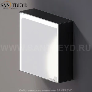 Agape 4x4 Зеркало с подсветкой: длина 40 см, ширина 40 см, в аллюминевом коробе с полками черное матовое A4X4286D