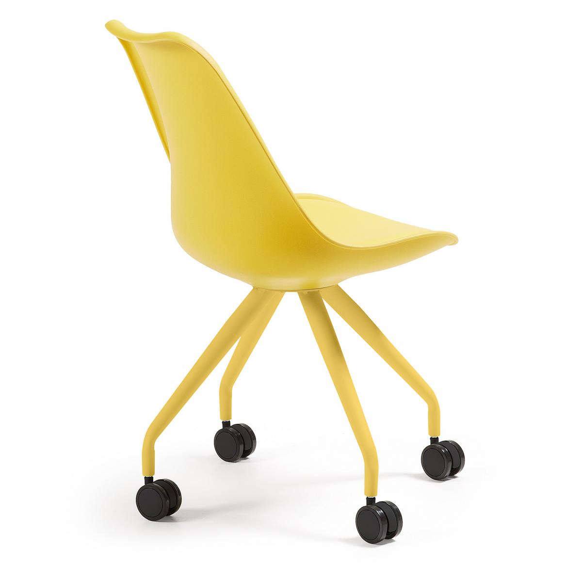 045316 Стул пластиковый желтый на колесиках La Forma Lars - Вид №3