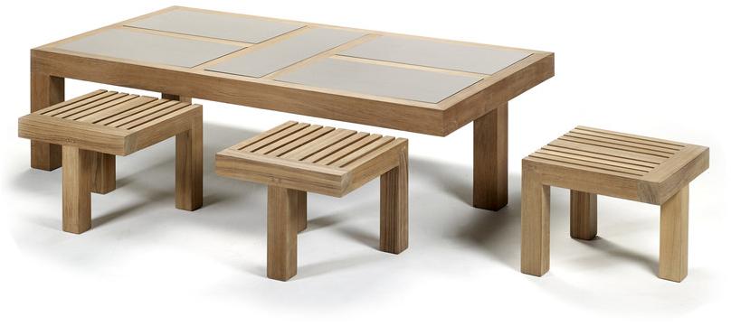 Royal Botania Низкий прямоугольный садовый столик из керамики Nara sun-id-1370587 - Вид №2