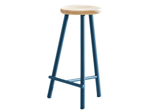 Высокий стул из стали и дерева с подставкой для ног