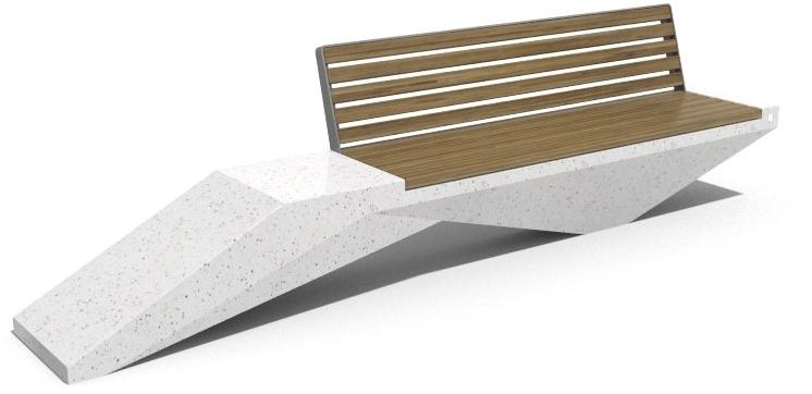 ENCHO ENCHEV - ETE Скамейка из бетона и дерева со спинкой  246  - Вид №2