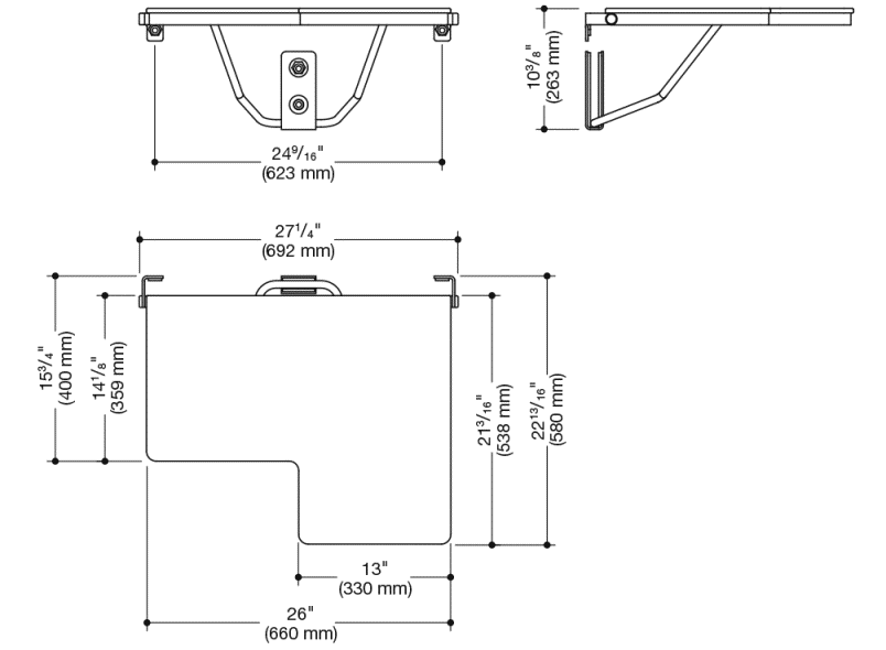 900.51.20640 Сиденье для душа складное Г-образное (ada) HEWI System 900 - Вид №1