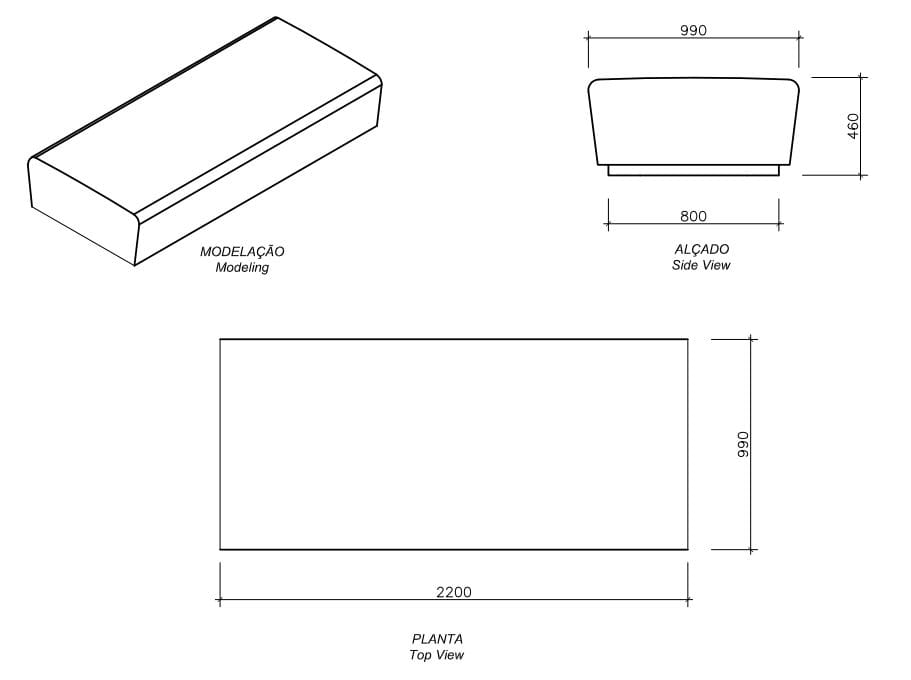 Модульная бетонная скамья без спинки amop Коимбра ARCH-00071184 - Вид №7