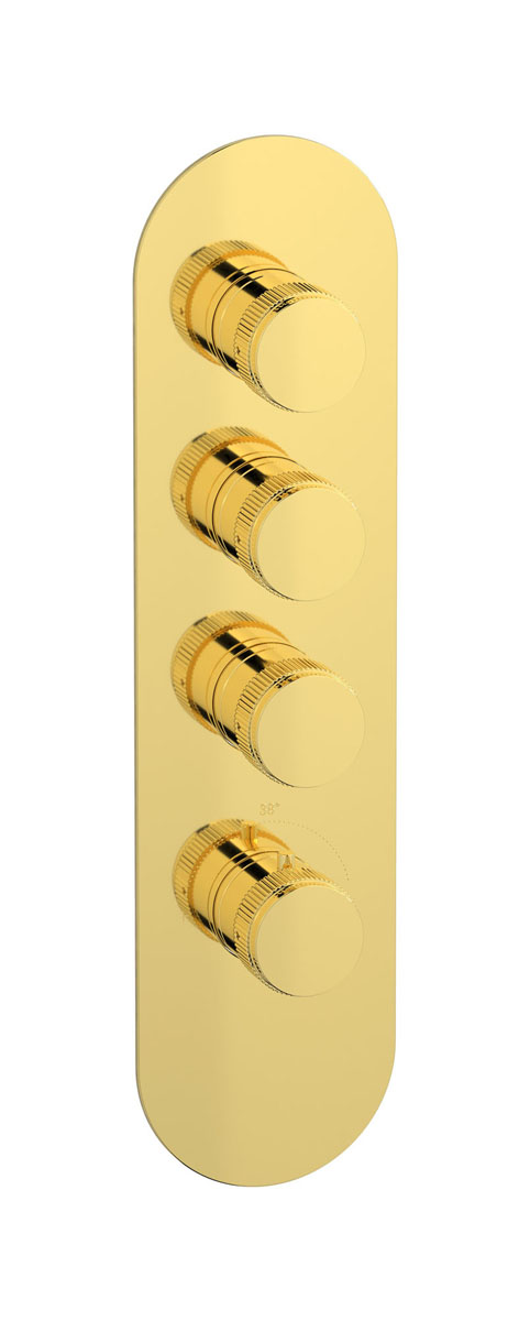 Комплект наружных частей термостата на 3 потребителей - вертикальная овальная панель с ручками Reflex WE ARE IB eua312oonrx Gold Aqua